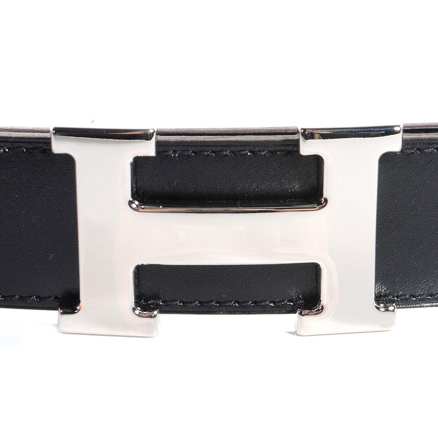 Box Clemence Reversible Constance 32mm H Belt Strap 100 Cafe Black