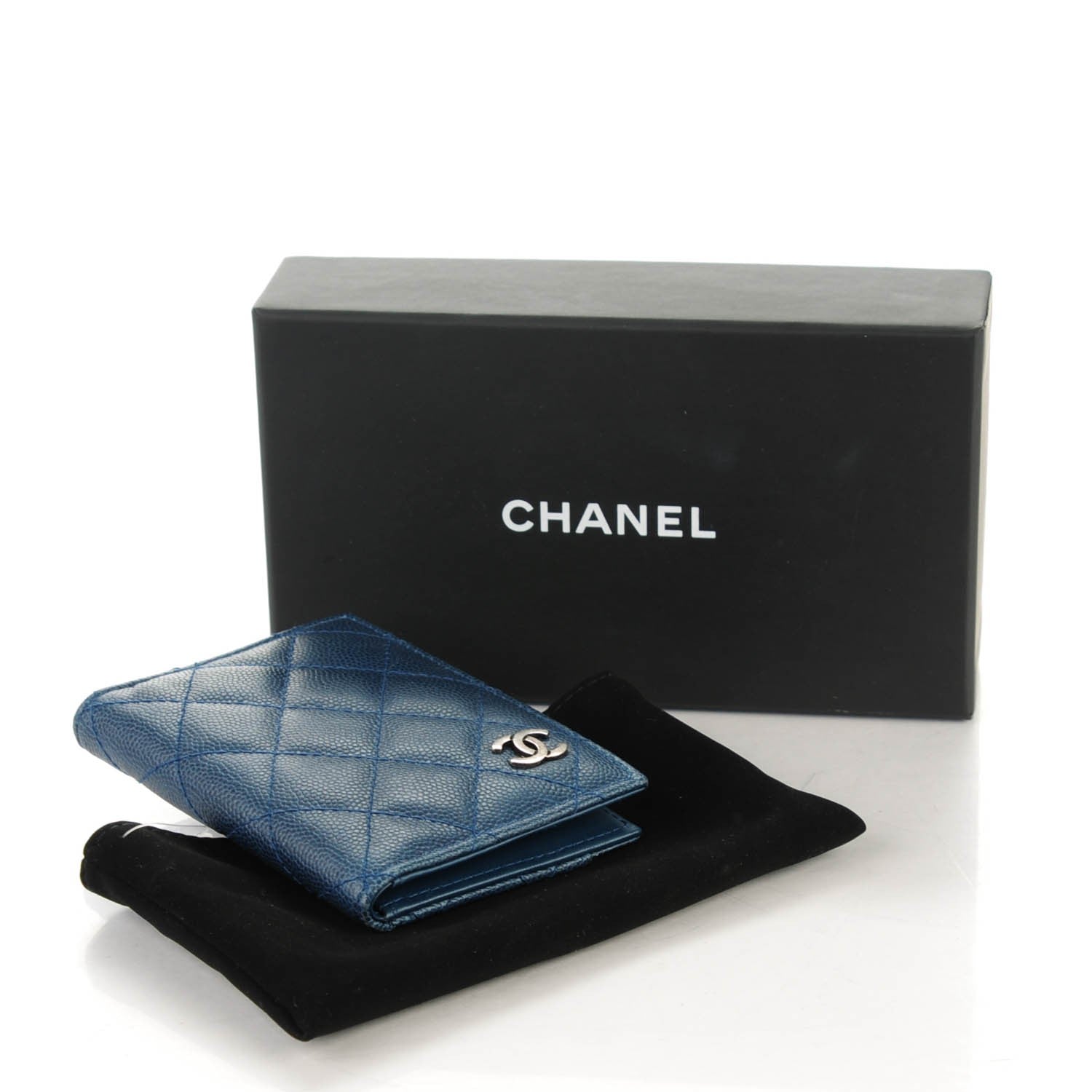 Chanel Caviar Quilted Card Holder Wallet Blue 4 of 7