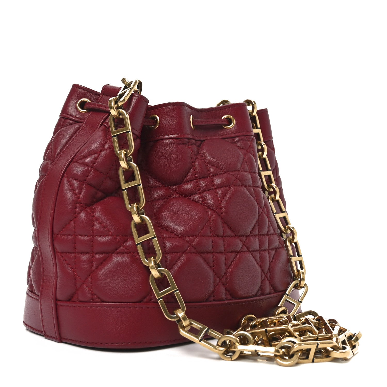 Christian Dior Lambskin Cannage Miss Dior Bucket Bag Cherry Red 3 of 10