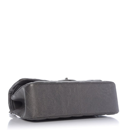 Chanel Metallic Caviar Quilted Jumbo Double Flap Dark Silver 5 of 11