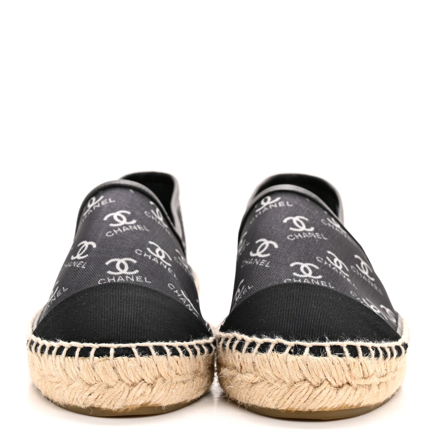 Chanel Mesh Grosgrain CC Espadrilles 36 Black White 3 of 9