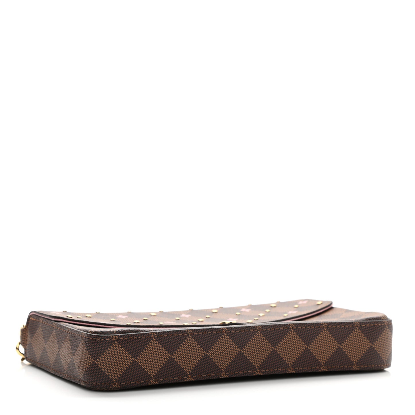 Damier Ebene Studded Pochette Felicie Chain Wallet