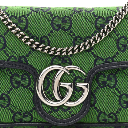 Gucci Monogram Multicolor Matelasse Diagonal Super Mini GG Marmont Shoulder Bag Green Blue 8 of 13