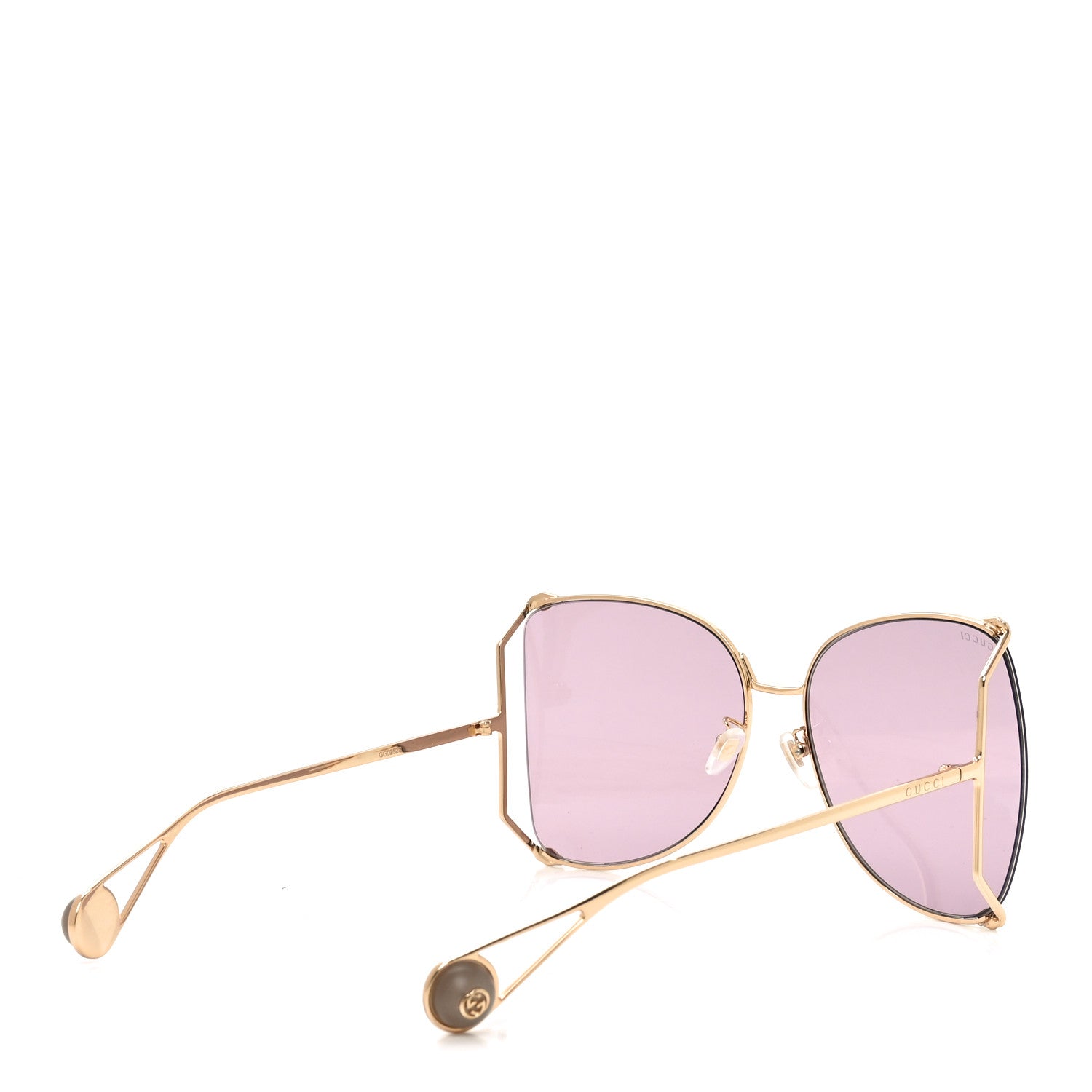 Gucci Metal Oversized Round Sunglasses GG0252S Gold Pink 3 of 7