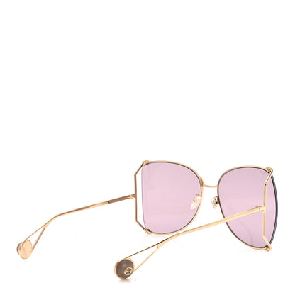 Gucci Metal Oversized Round Sunglasses GG0252S Gold Pink 3 of 7