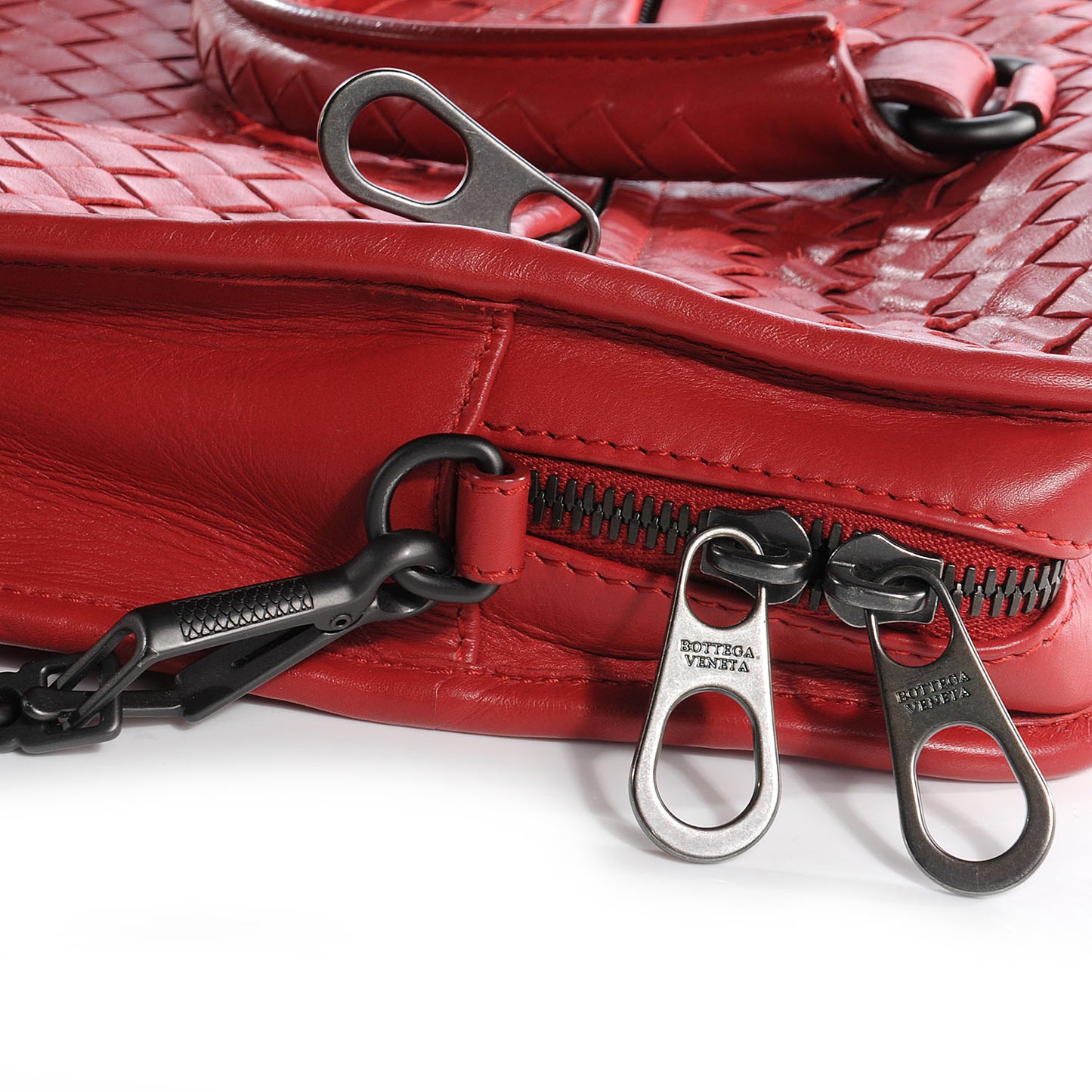 Light Calf Intrecciato Briefcase New Red