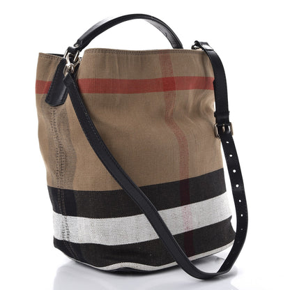 Burberry Canvas Mega Check Medium Susanna Hobo Black 3 of 11