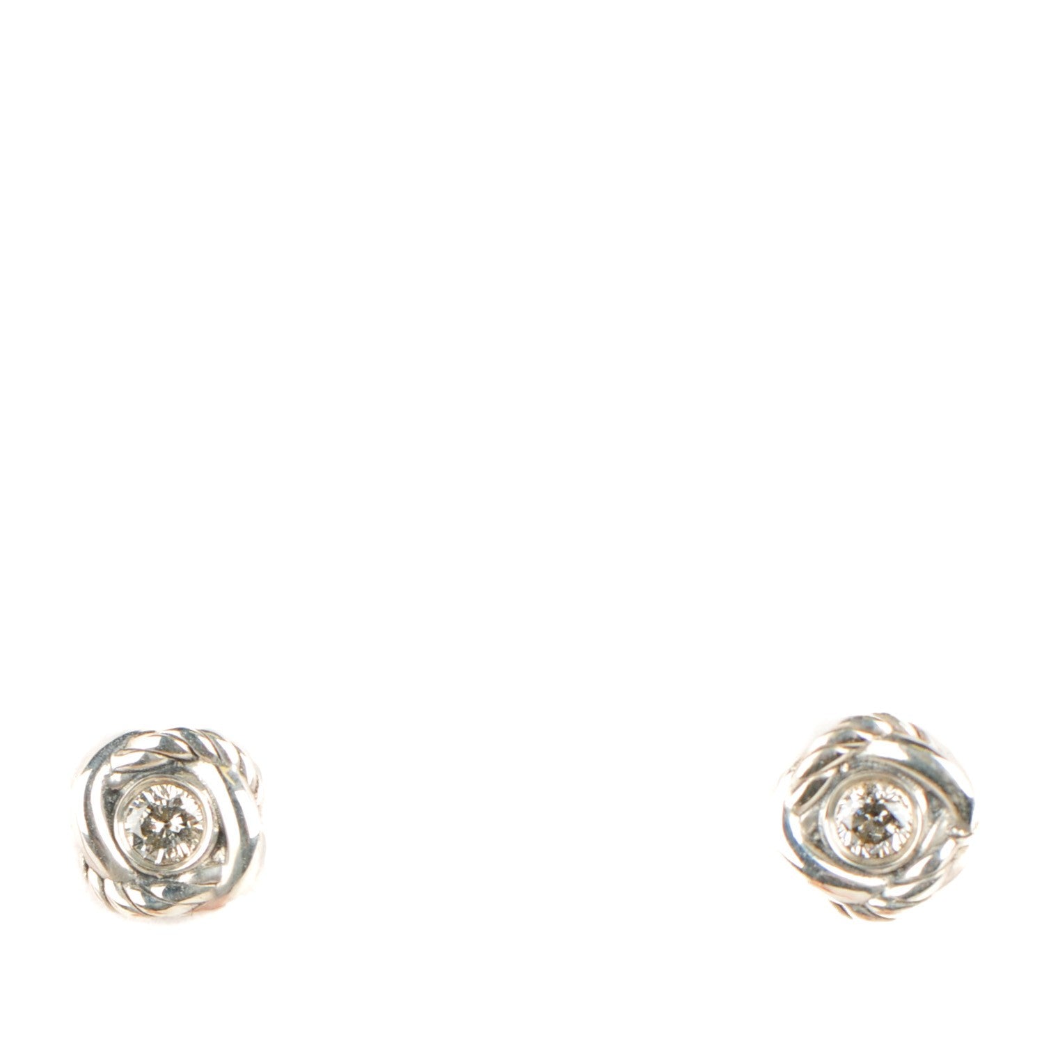 David Yurman Sterling Silver Diamond 7mm Infinity Stud Earrings 1 of 6