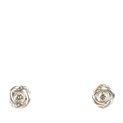 David Yurman Sterling Silver Diamond 7mm Infinity Stud Earrings 1 of 6