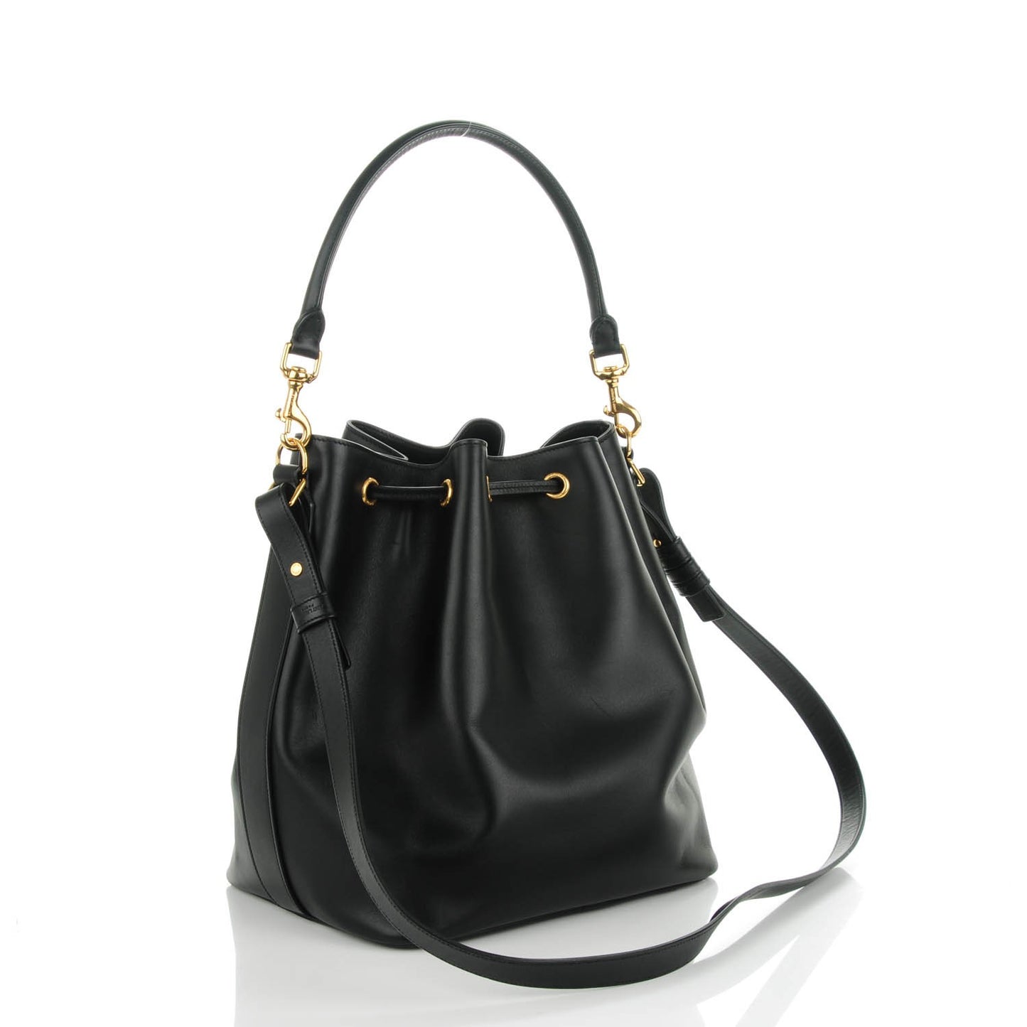 Calfskin Large Emmanuelle Bucket Bag Black