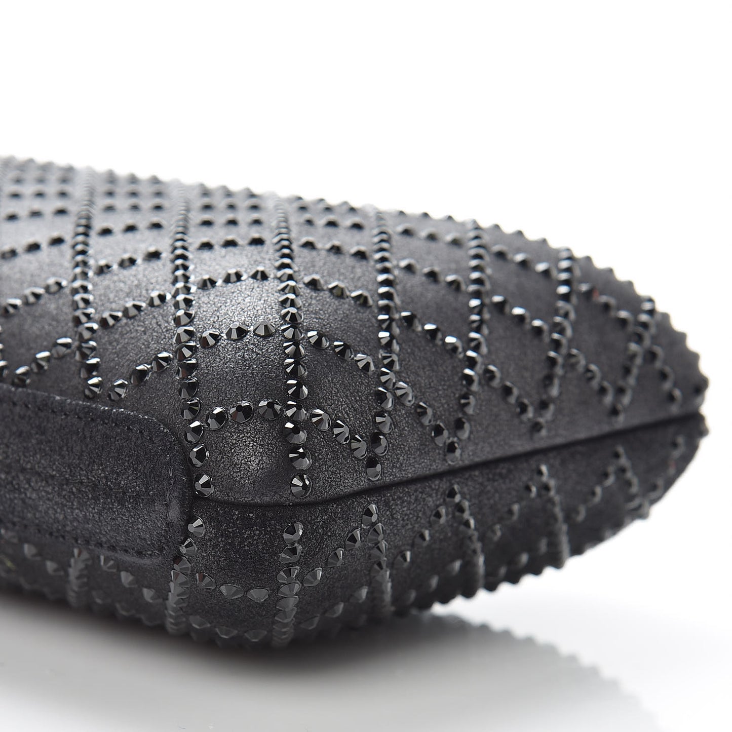 Iridescent Lambskin Crystal Quilted Clutch Black