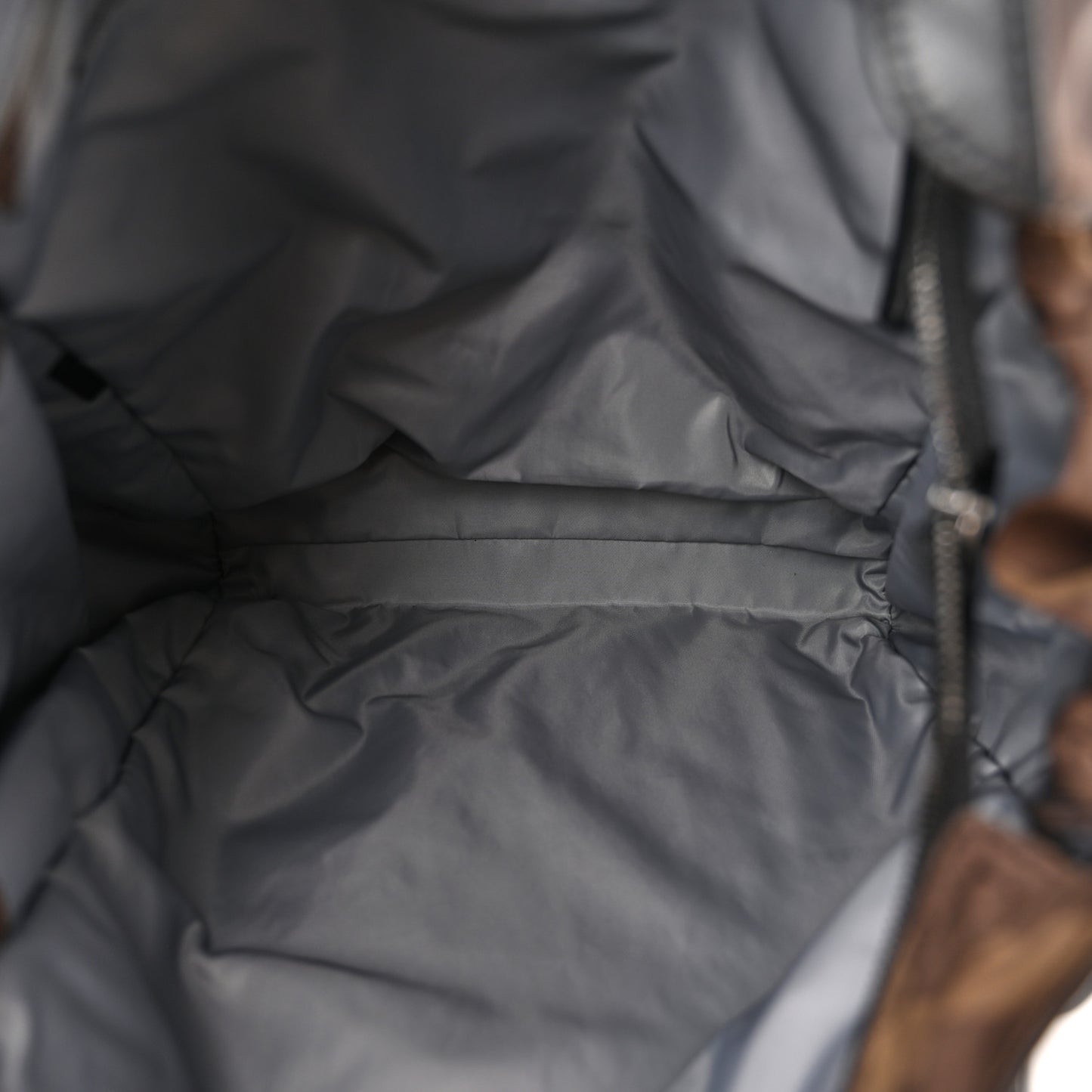 Nylon Check Small Buckleigh Packable Tote Brown
