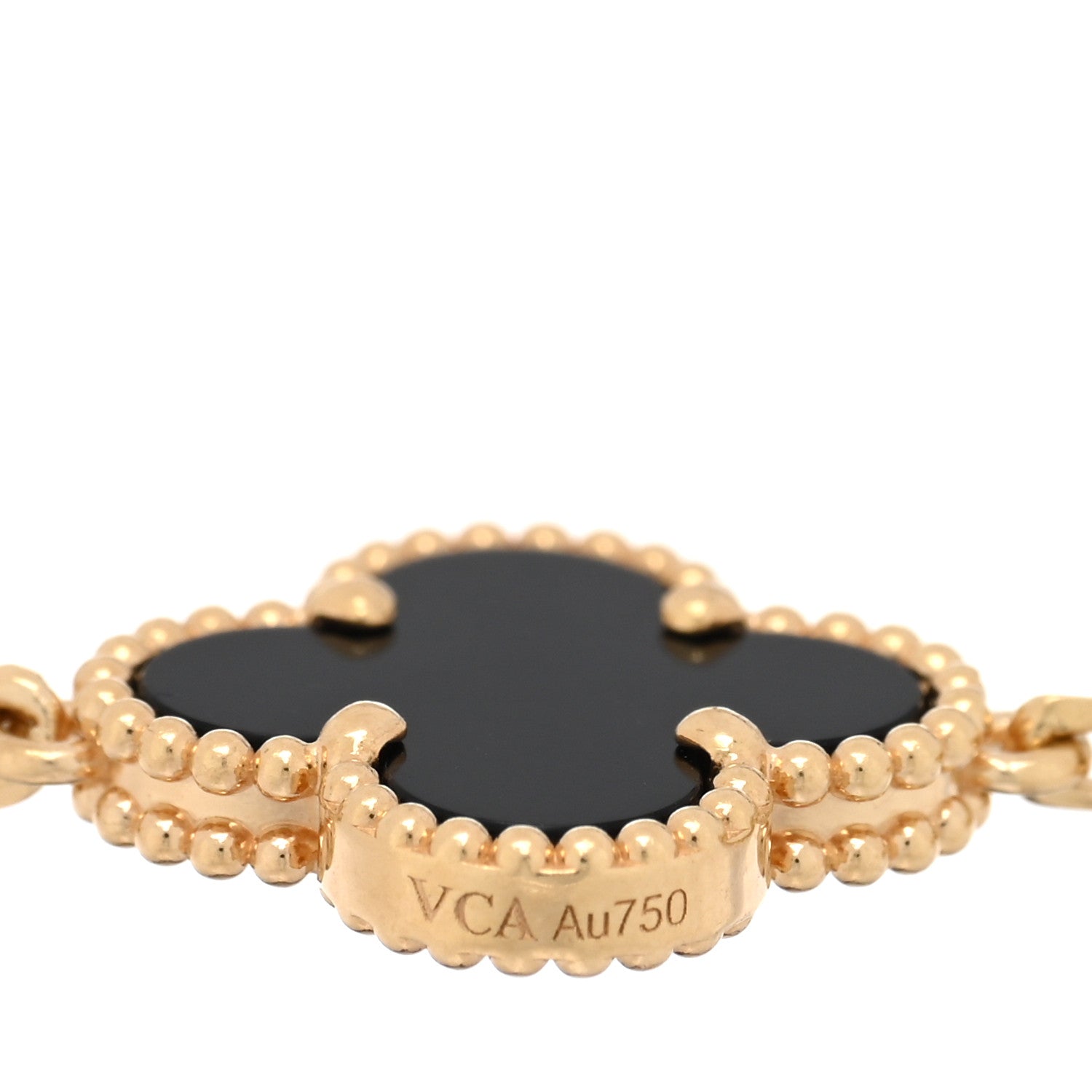 Van Cleef & Arpels 18K Yellow Gold Black Onyx 5 Motifs Vintage Alhambra Bracelet 3 of 3