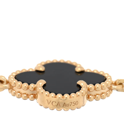Van Cleef & Arpels 18K Yellow Gold Black Onyx 5 Motifs Vintage Alhambra Bracelet 3 of 3