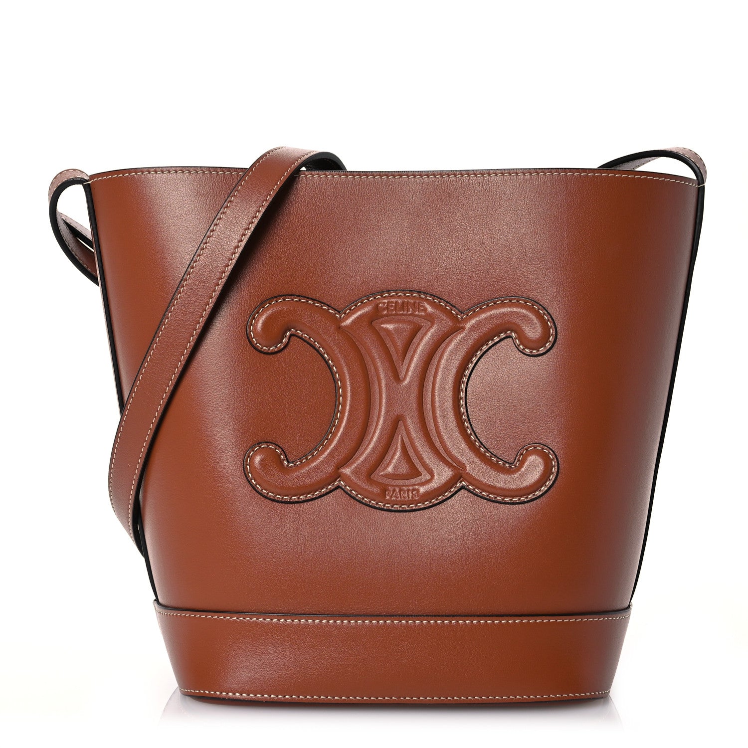 Celine Smooth Calfskin Small Cuir Triomphe Bucket Bag Tan 1 of 10