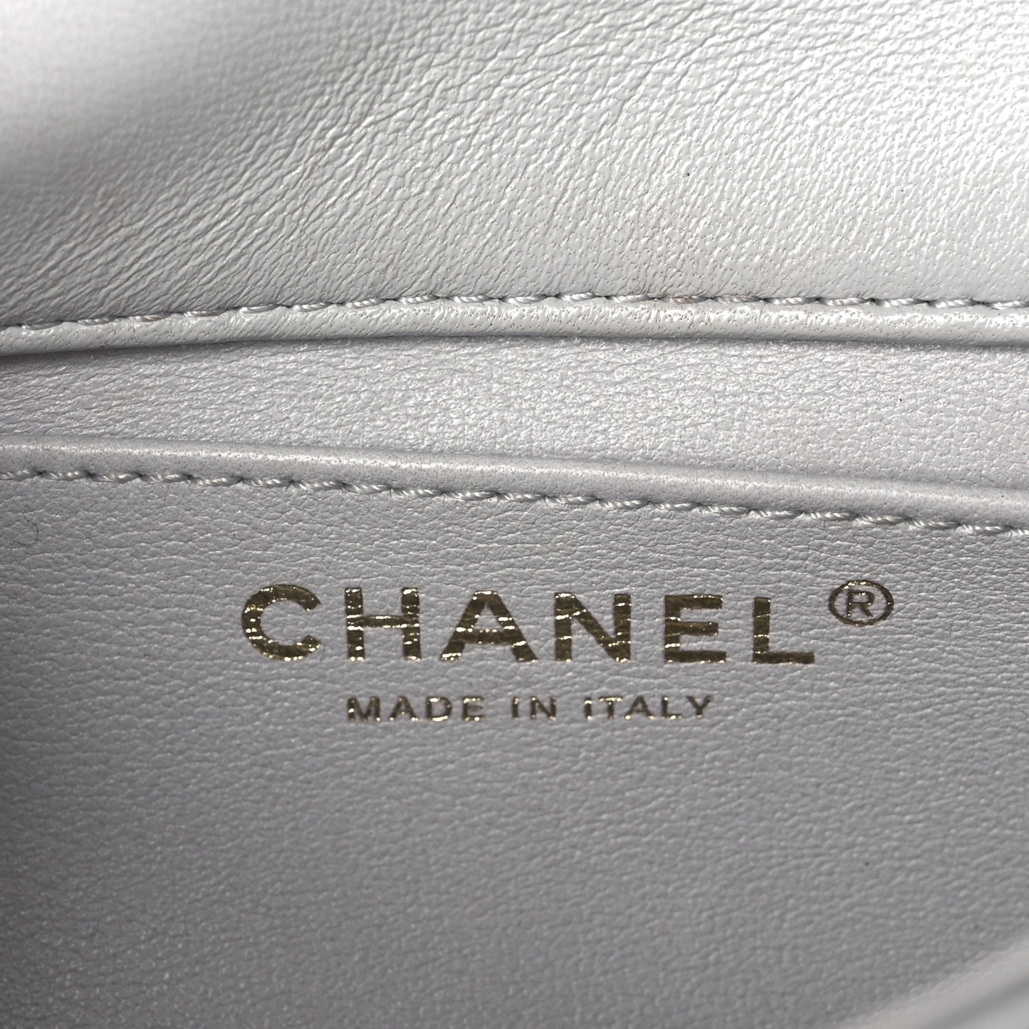 Shiny Lambskin Quilted Mini Sweetheart Flap Light Grey