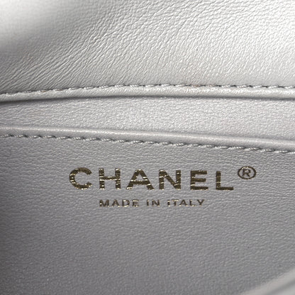 Chanel Shiny Lambskin Quilted Mini Sweetheart Flap Light Grey 6 of 11