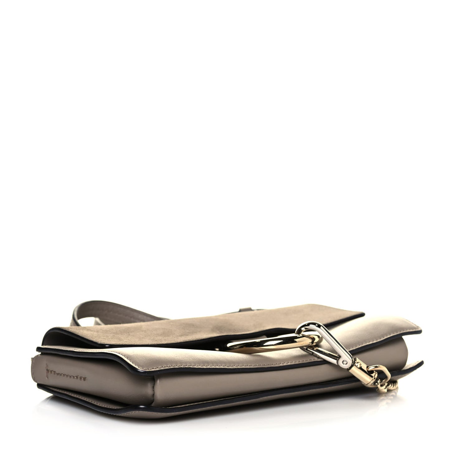 Suede Calfskin Small Faye Shoulder Bag Motty Grey