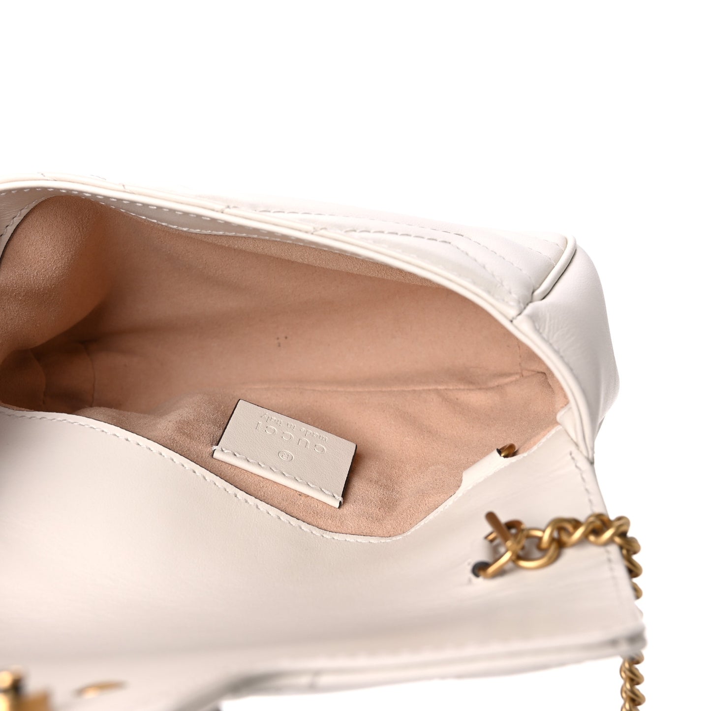 Calfskin Matelasse Super Mini GG Marmont Shoulder Bag White