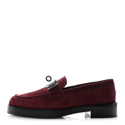 Hermes Suede Goatskin Womens Hot Loafer 38.5 Marron Mahogany 1 of 10