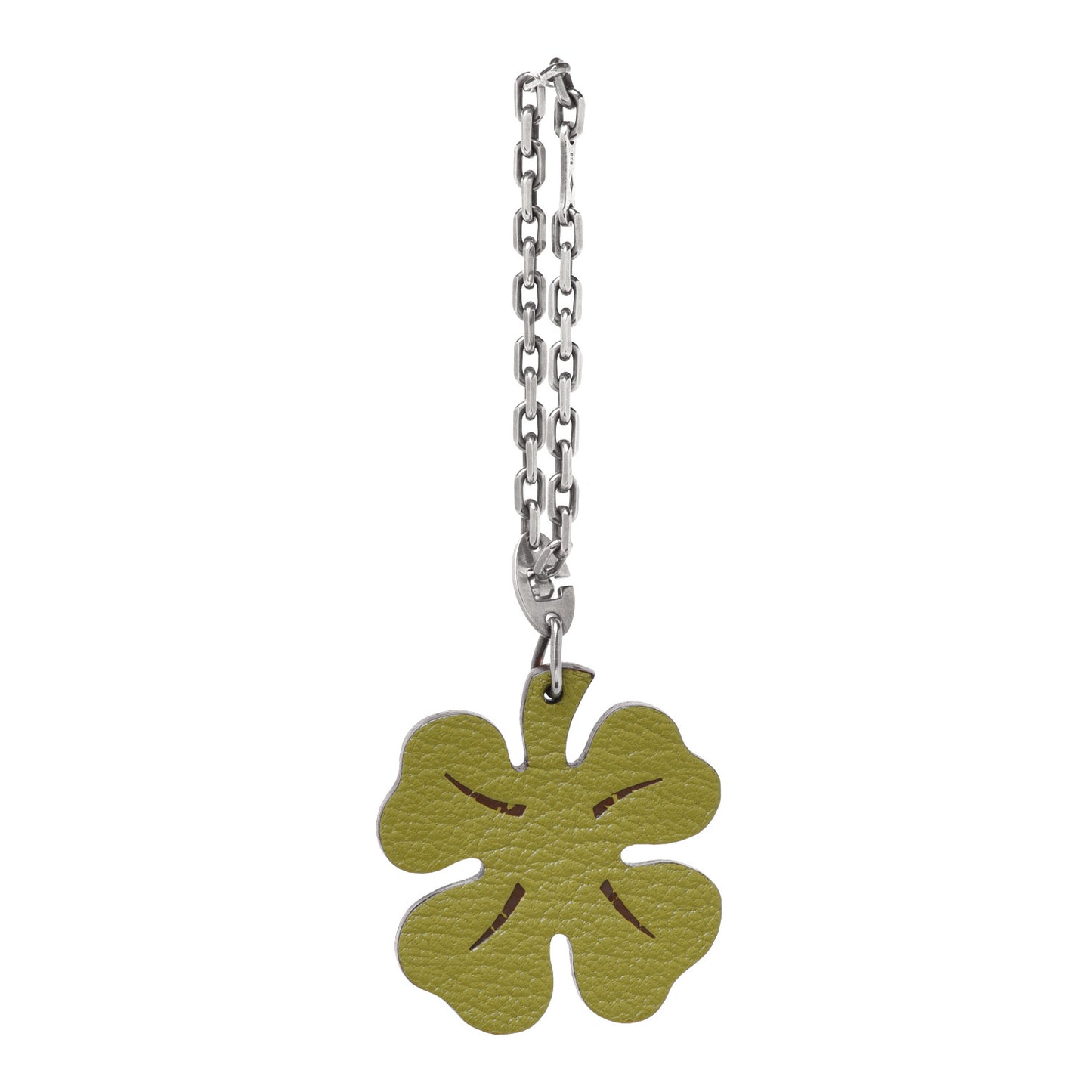 Chevre Mysore Lucky Clover Key Chain Bag Charm Vert Anis Orange