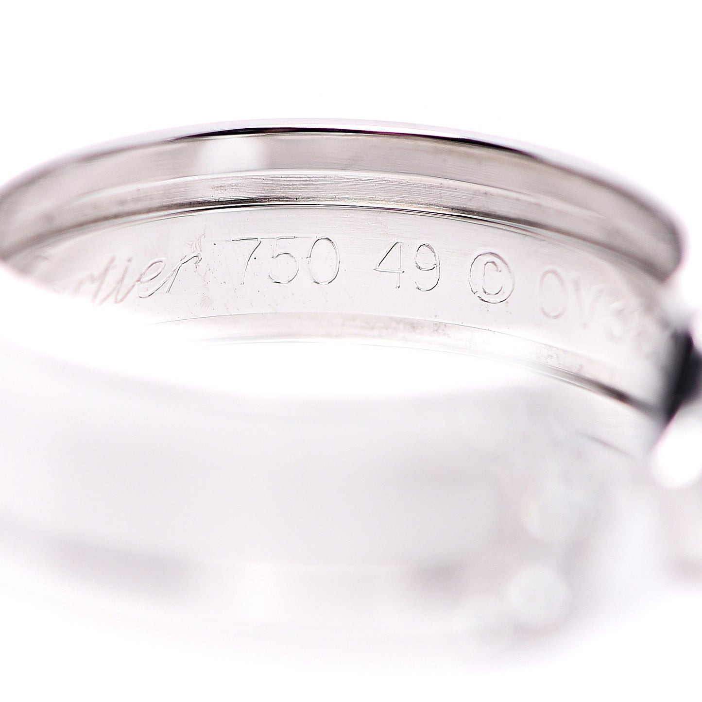 18K White Gold Diamond 6.5mm Logo De Ring 49 4.75