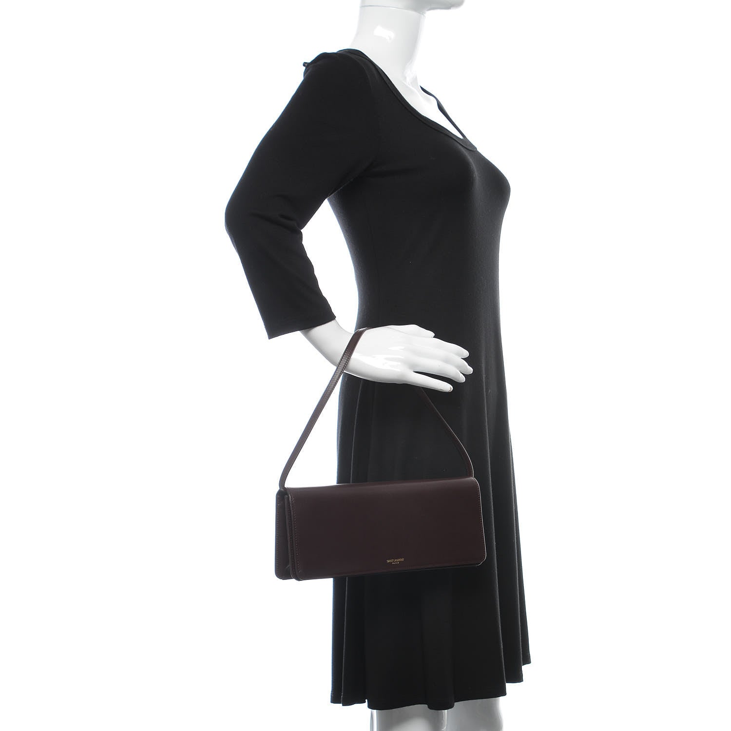 Saint Laurent Smooth Calfskin Medium Marquage Clutch Bordeaux 2 of 9
