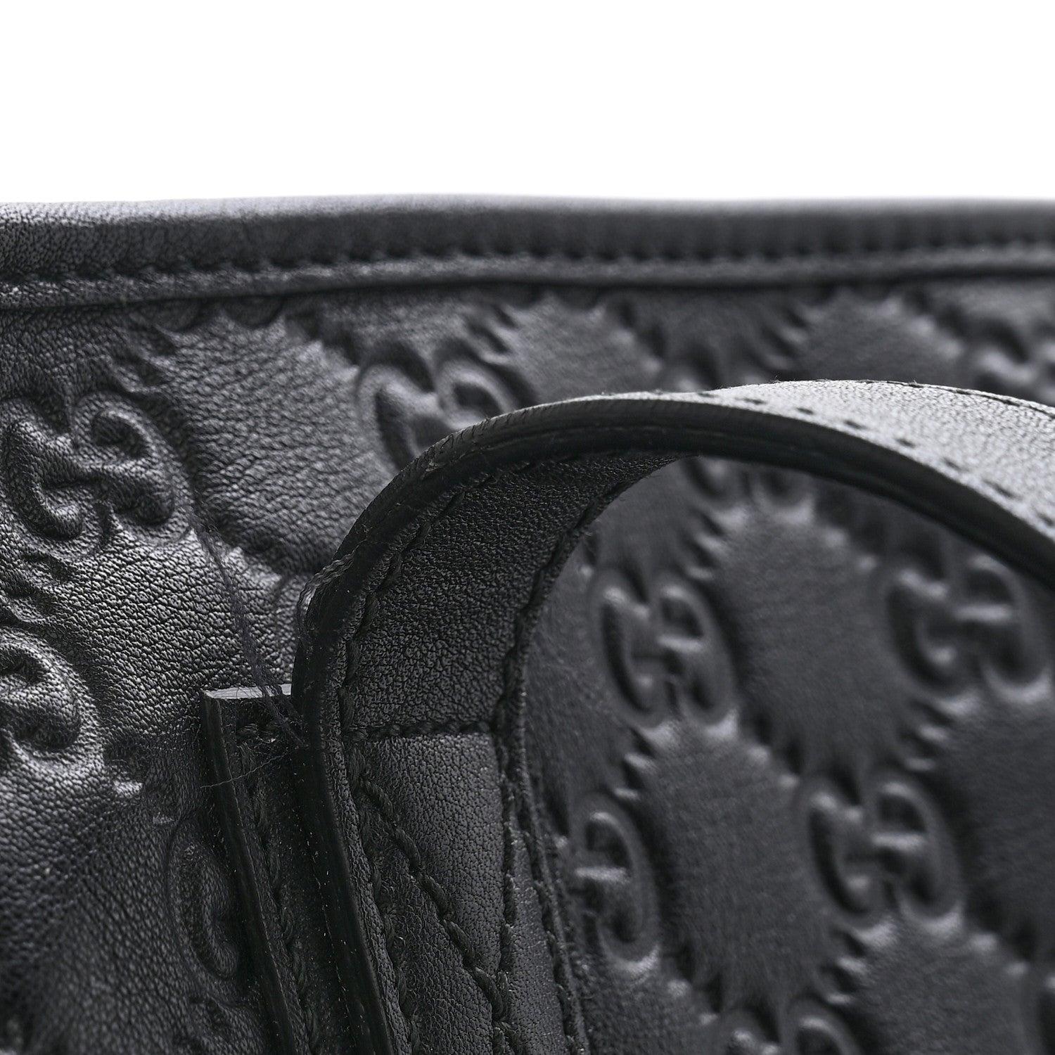 Gucci Guccissima Medium Zippered Shopping Tote Black 12 of 12