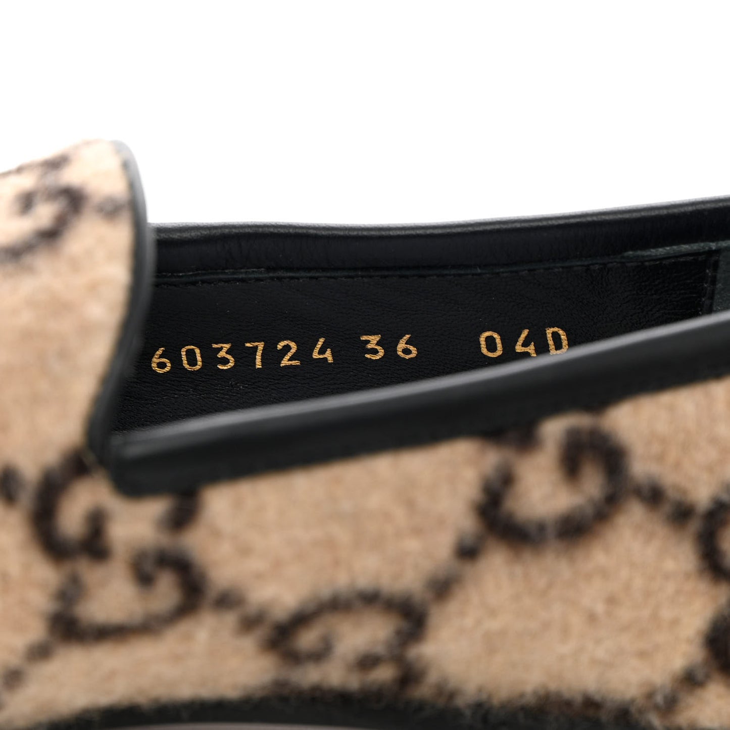 Covered Wool GG Monogram Womens Jordaan Loafers 36 Beige Ebony Black
