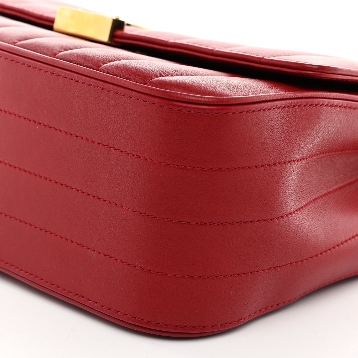 Saint Laurent Lambskin Matelasse Monogram Large Vicky Chain Bag Rouge Eros 11 of 11