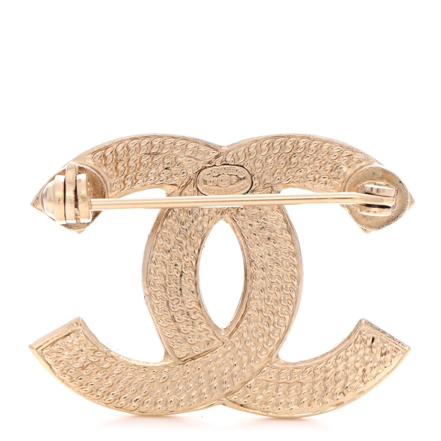 Metal CC Brooch Gold