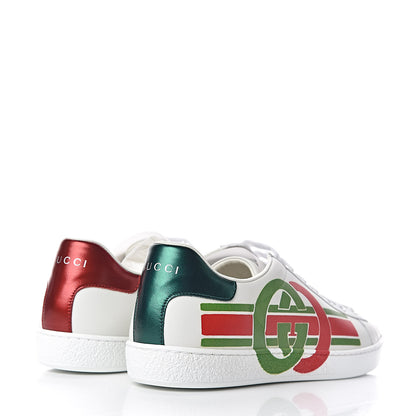 Gucci Calfskin Interlocking G Womens New Ace Sneakers 40 White Red Flame Green 4 of 9