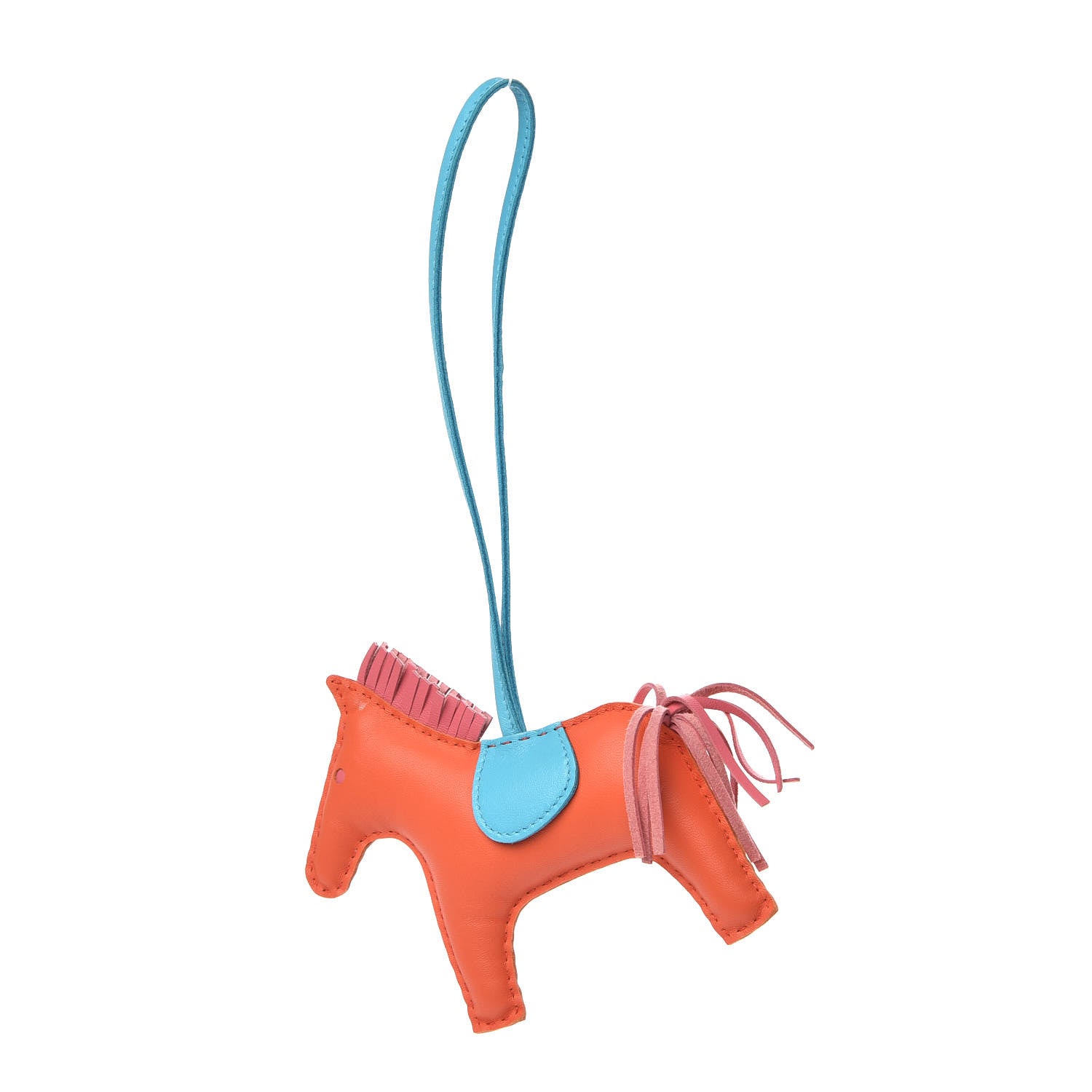 Hermes Milo Lambskin Grigri Rodeo Horse Bag Charm MM Orange Poppy Rose Azalee Bleu Azteque 1 of 5