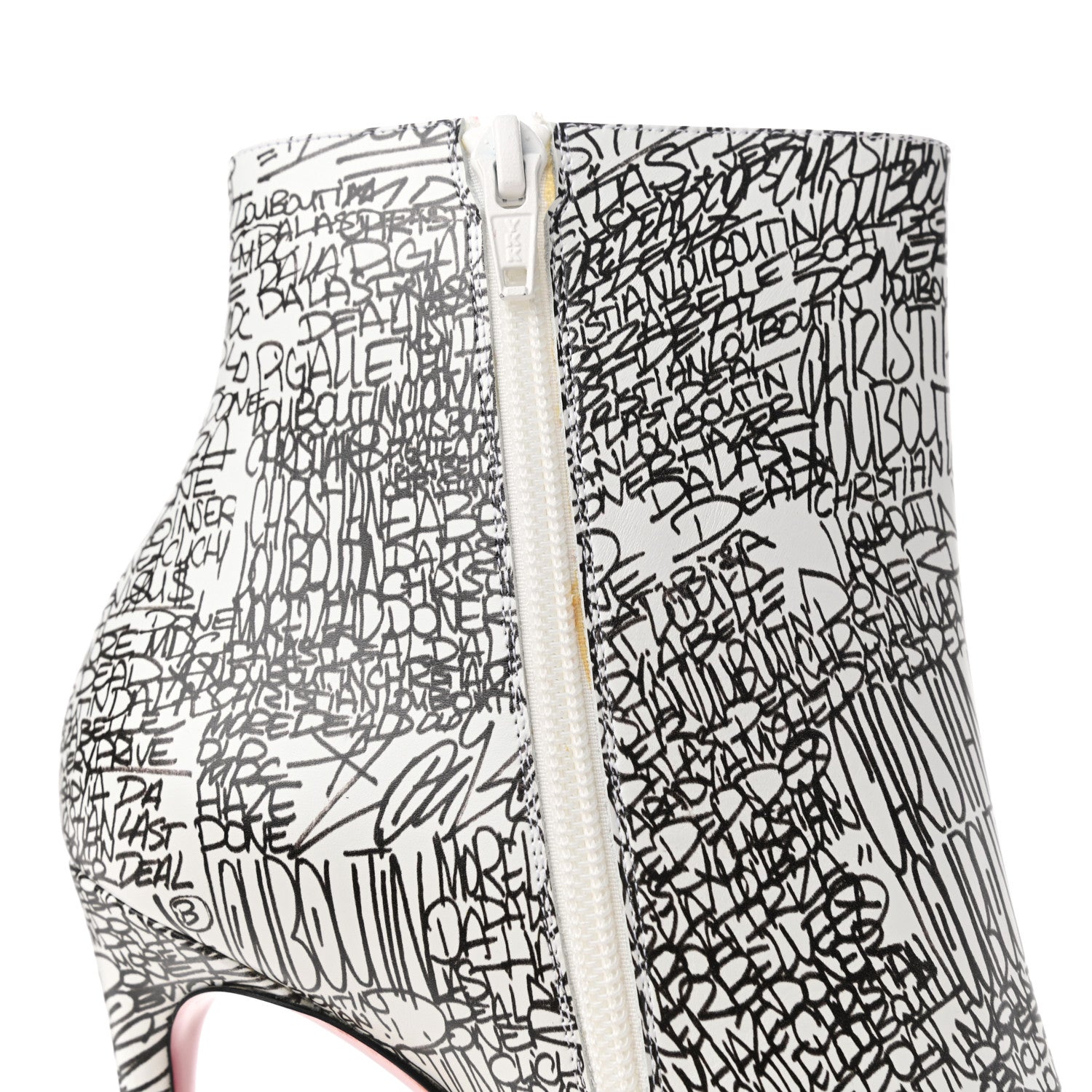 Christian Louboutin Calfskin Caligraf So Kate Booty 100 Ankle Boots 38.5 Black White 8 of 9