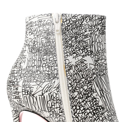 Christian Louboutin Calfskin Caligraf So Kate Booty 100 Ankle Boots 38.5 Black White 8 of 9