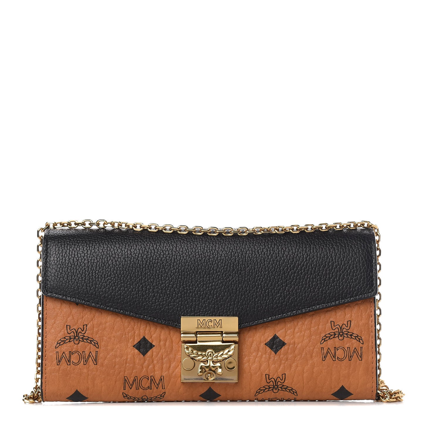 Visetos Large Patricia Wallet On Chain Cognac Black