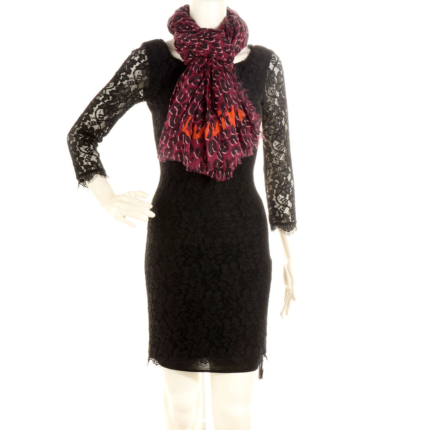 Louis Vuitton Cashmere Silk Leopard Stole Prune 2 of 6