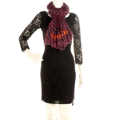 Louis Vuitton Cashmere Silk Leopard Stole Prune 2 of 6