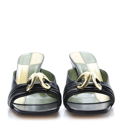 Gucci Malaga Kid Half Moon GG Square Toe Slide Sandals 38 Black 2 of 9