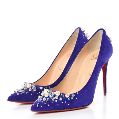 Christian Louboutin Suede Candidate 100 Pumps 37.5 Purple Pop 3 of 10