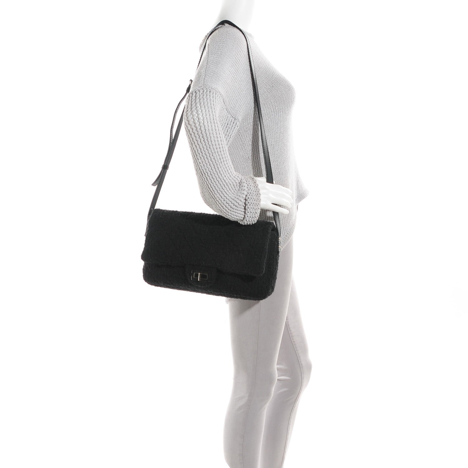 Chanel Easy Tweed Jumbo Reissue Messenger Flap Black 2 of 8