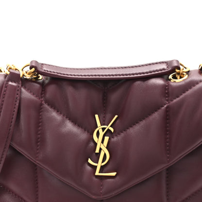 Saint Laurent Lambskin Quilted Toy Loulou Puffer Monogram Chain Satchel Rouge Cabernet 8 of 10