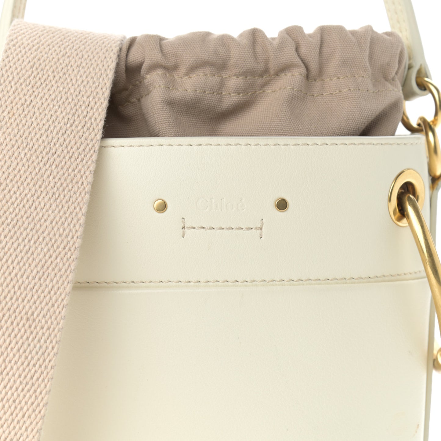 Smooth Calfskin Small Roy Bucket Bag Natural White