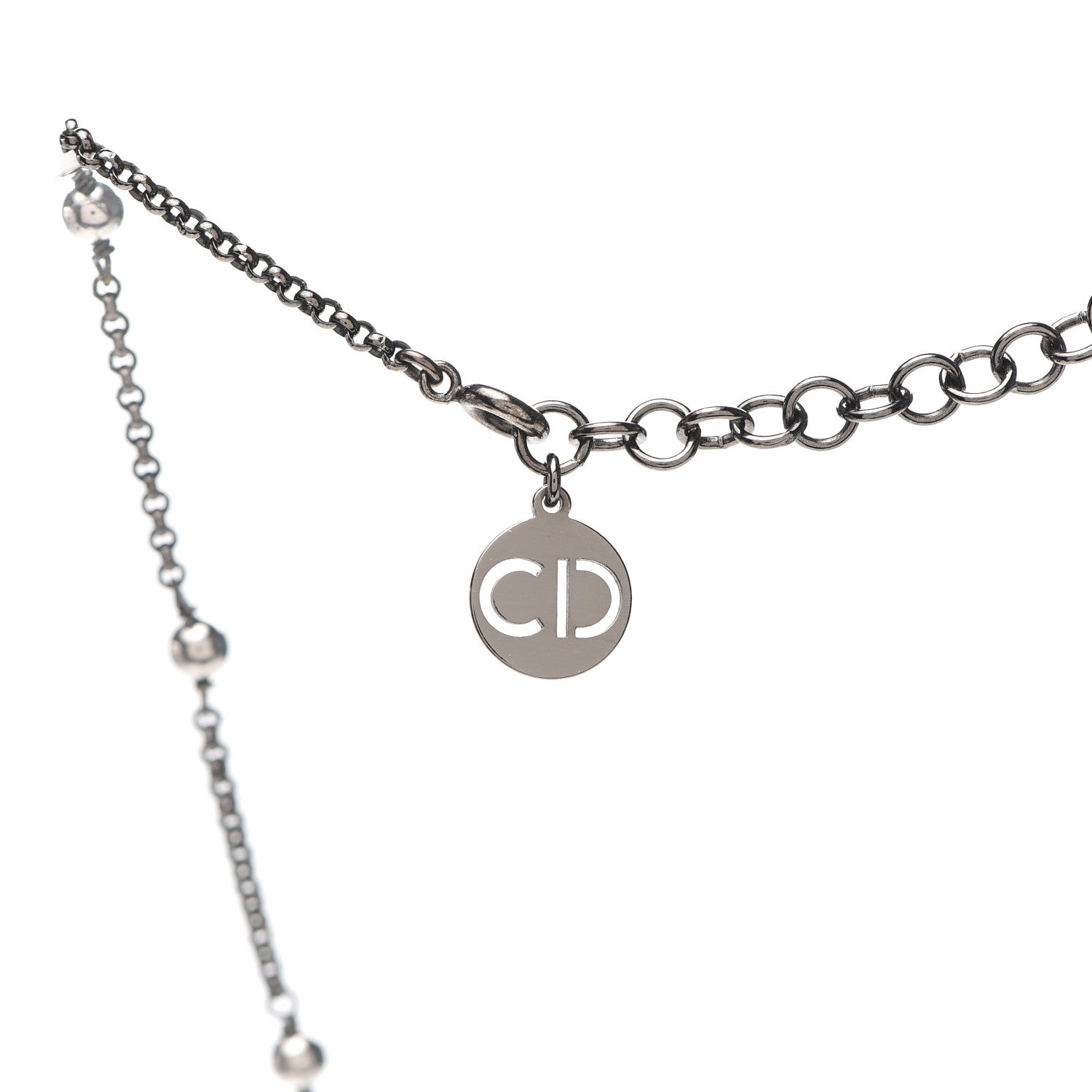 Christian Dior Metal Logo CD Necklace Ruthenium 3 of 3