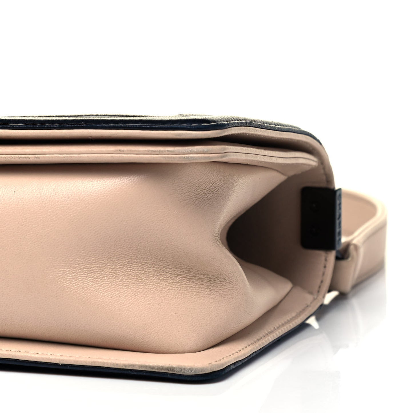 Calfskin Medium Bi-Color Boy Flap Beige Black