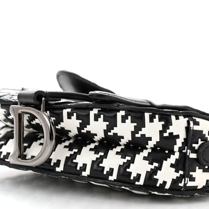Christian Dior Calfskin Macro Houndstooth Embossed Micro Saddle Bag Black White 9 of 9