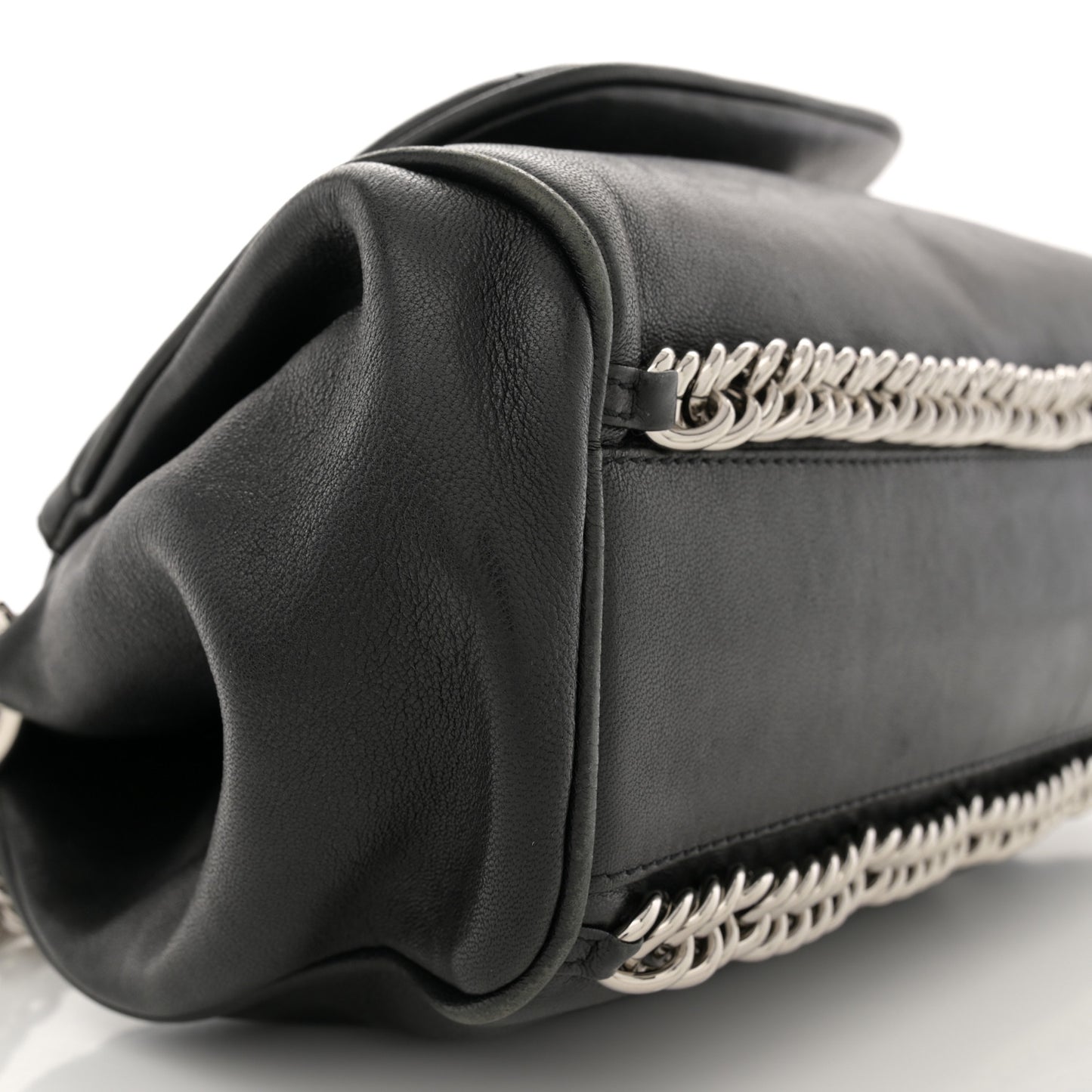Washed Lambskin Quilted Bijoux Chain Accordion Flap Black