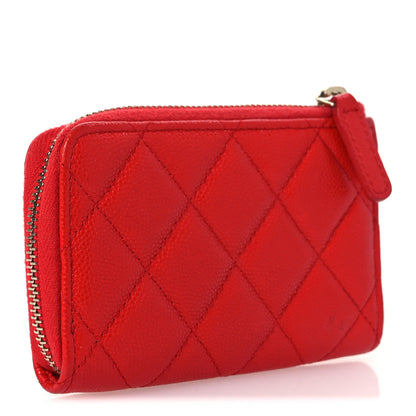 Chanel Caviar Quilted Zipped Key Holder Case Red 3 of 11