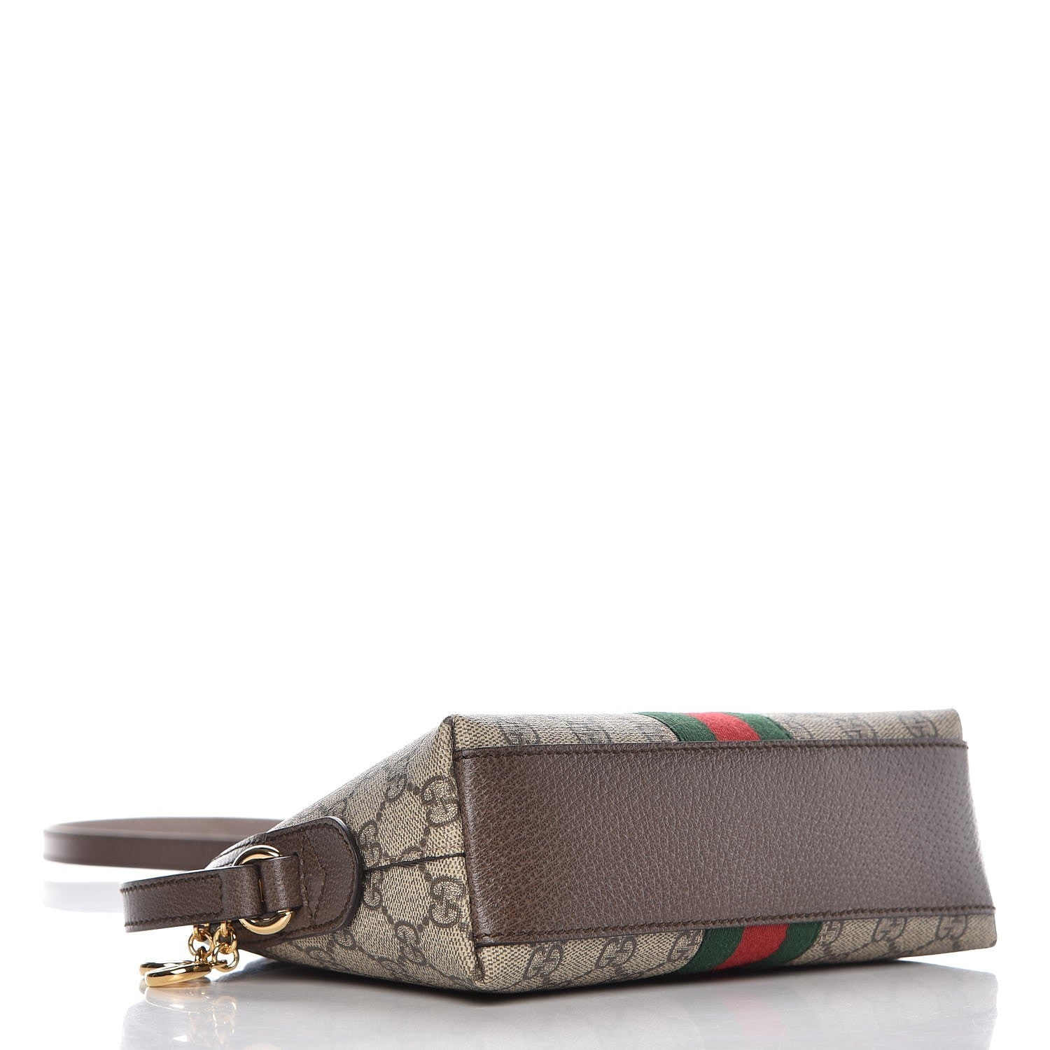 Gucci GG Supreme Monogram Textured Dollar Calfskin Web Small Ophidia Dome Shoulder Bag Beige Ebony New Acero 4 of 7