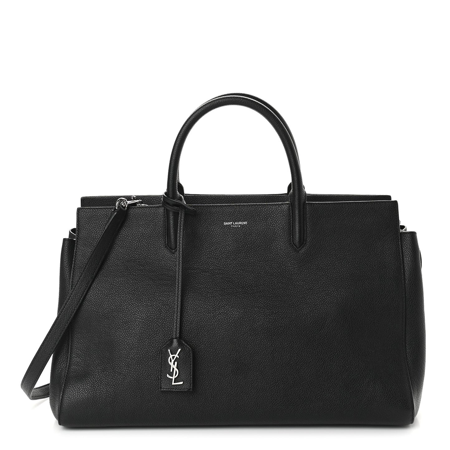 Grained Calfskin Medium Cabas Rive Gauche Black